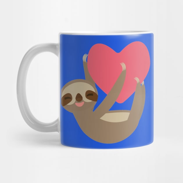 Cute sloth with red heart by EkaterinaP